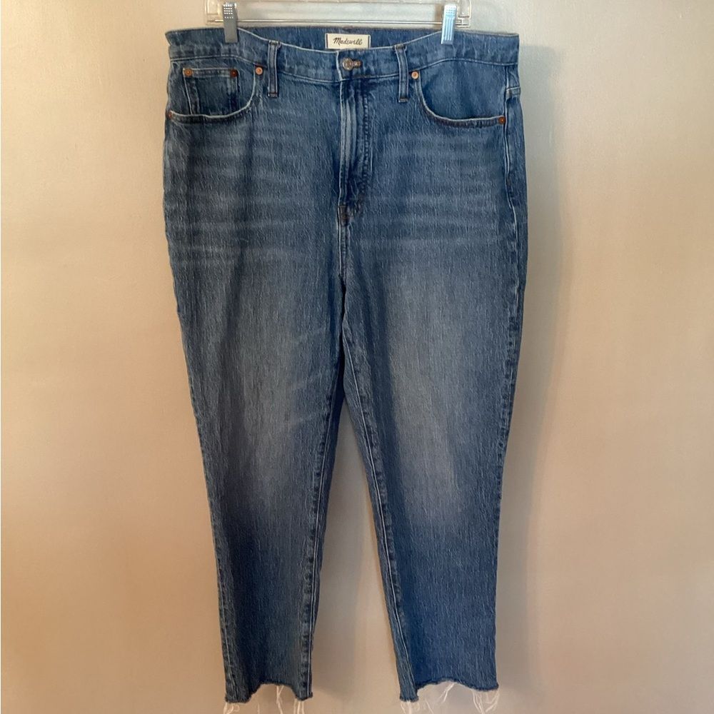 MADEWELL THE TALL PERFECT VINTAGE JEANS SIZE 32T FRAYED HEM HIGH RISE STRAIGHT